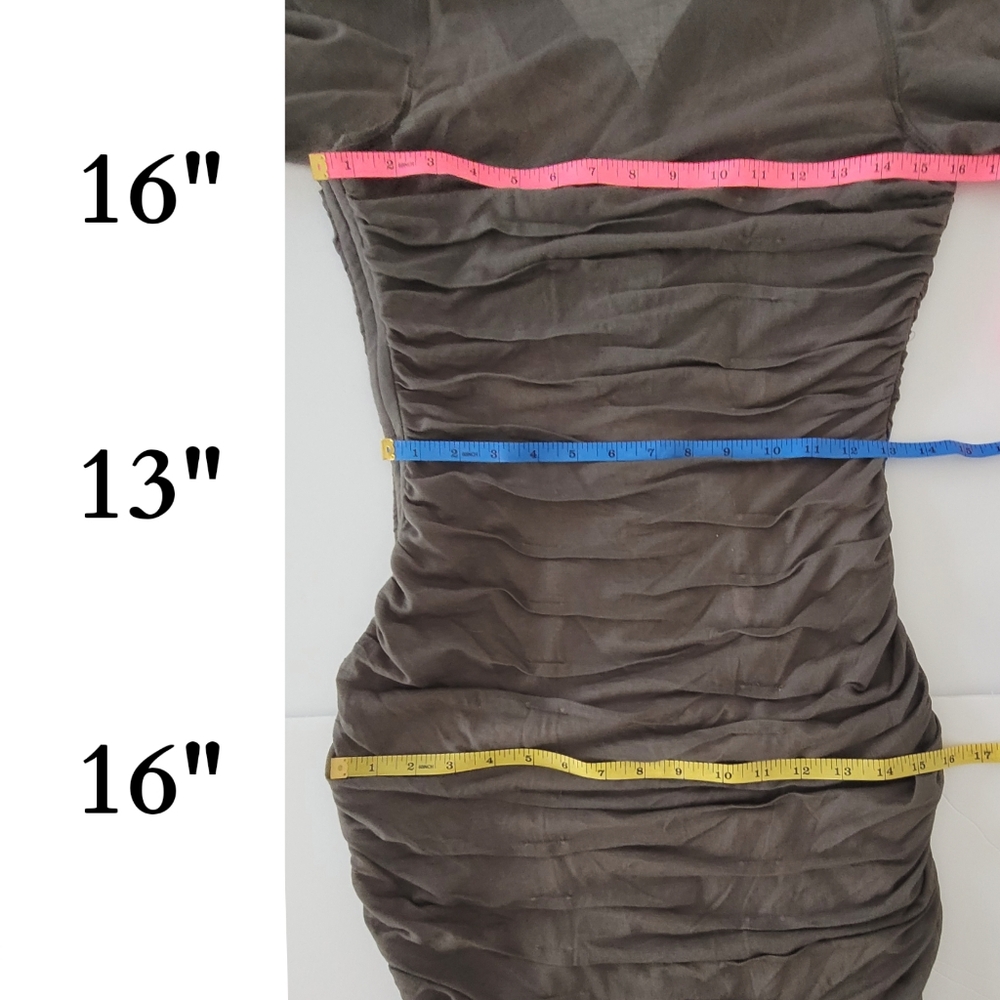 Byron Lars Dress Ruched Button Front Midi - Picture 5 of 7